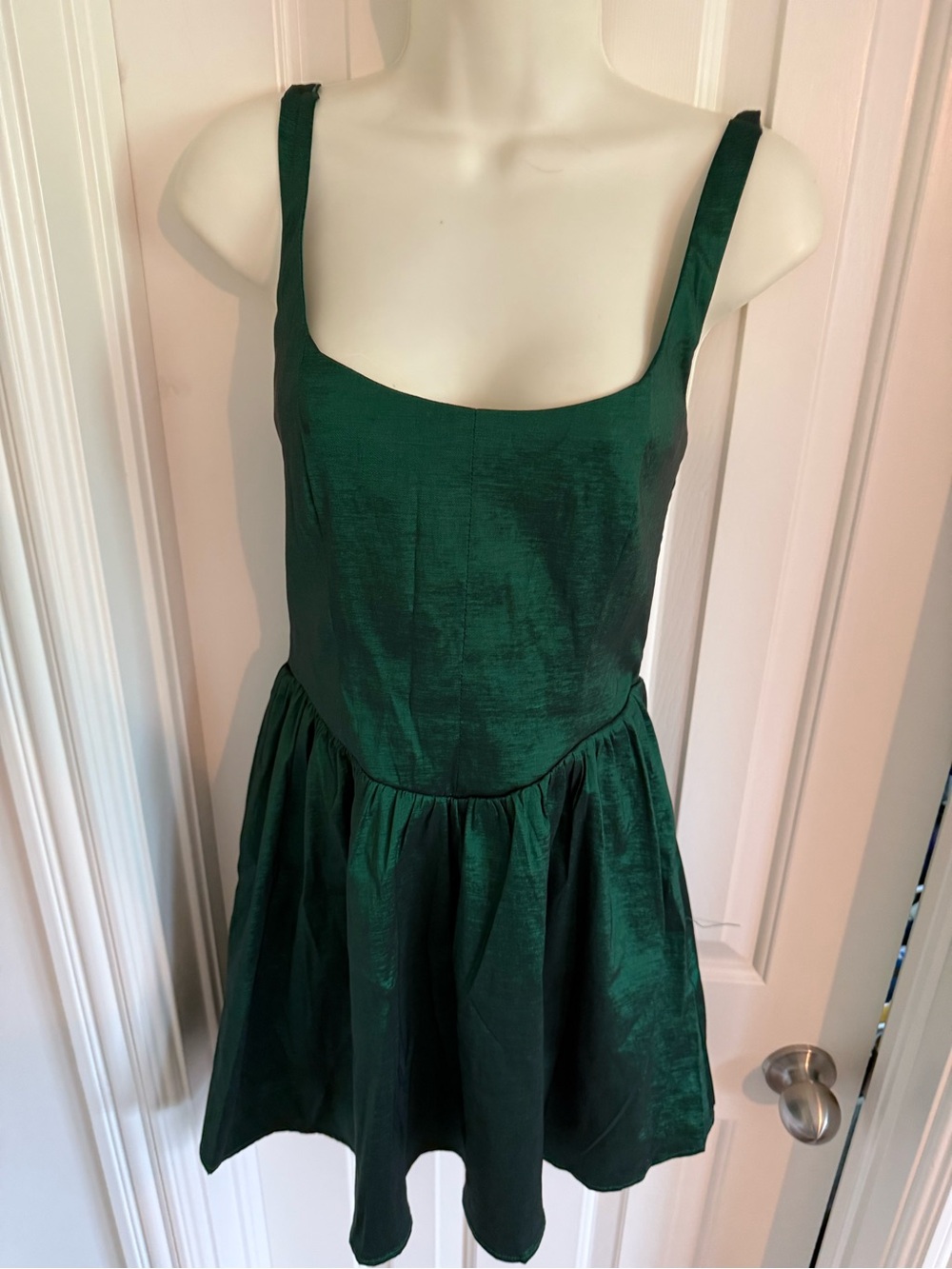 Altar’d State Classic Corset Style Emerald Green Sleeveless Fit & Flare Dress